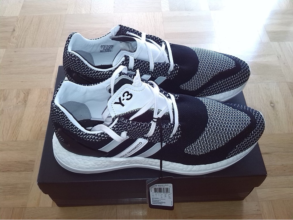 y3 pure boost zg knit black white