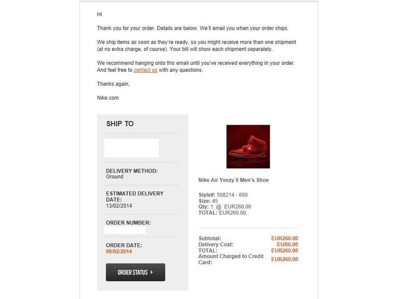 Nike Air Yeezy Red October Receipt