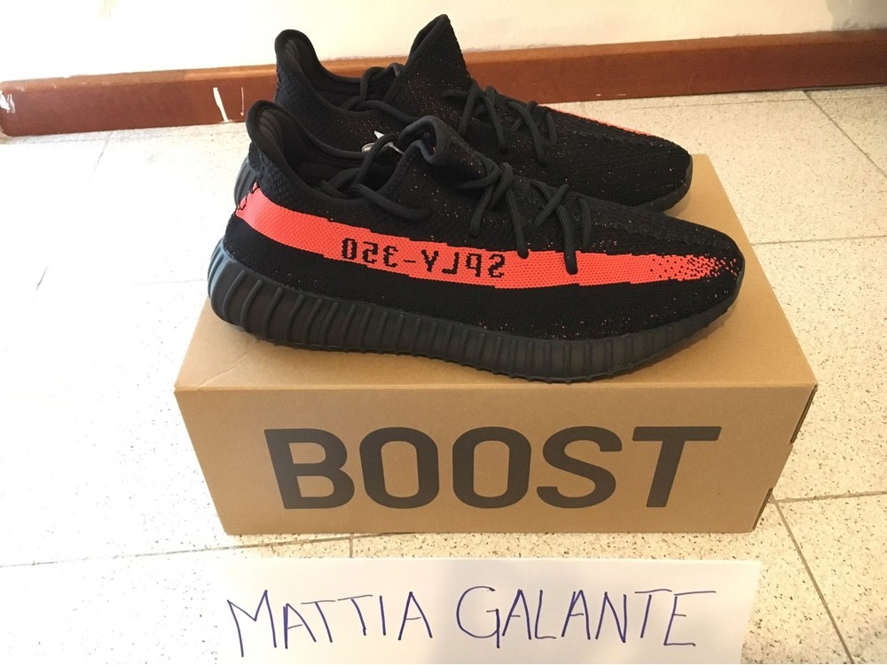 2016 Adidas Yeezy Boost 350 V2 Black Red Size 10.5 BY 9612 Cheap Sale