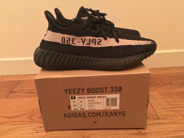 Adidas Yeezy Boost 350 v2 Black Core White By 1604 Size 6 US Oreo