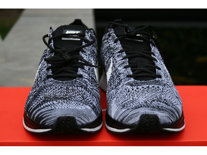 flyknit racer oreo on feet