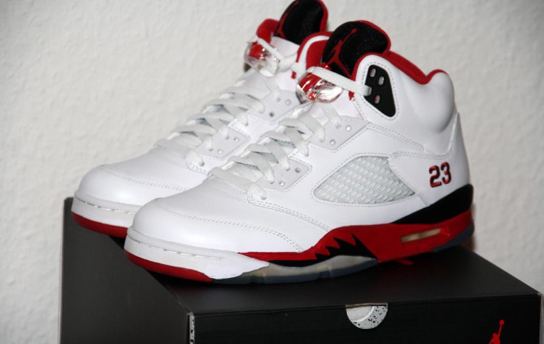 air jordan 5 fire red retro og white
